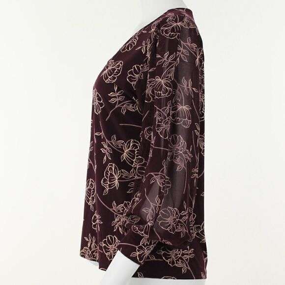 Calvin Klein Floral Print Chiffon Sleeve Blouse - Picture 3 of 5